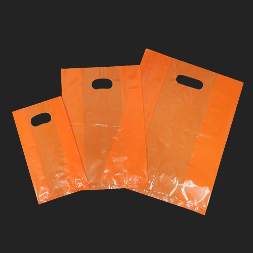 LDPE 오렌지 무지 링타공 비닐백 (3가지 사이즈)